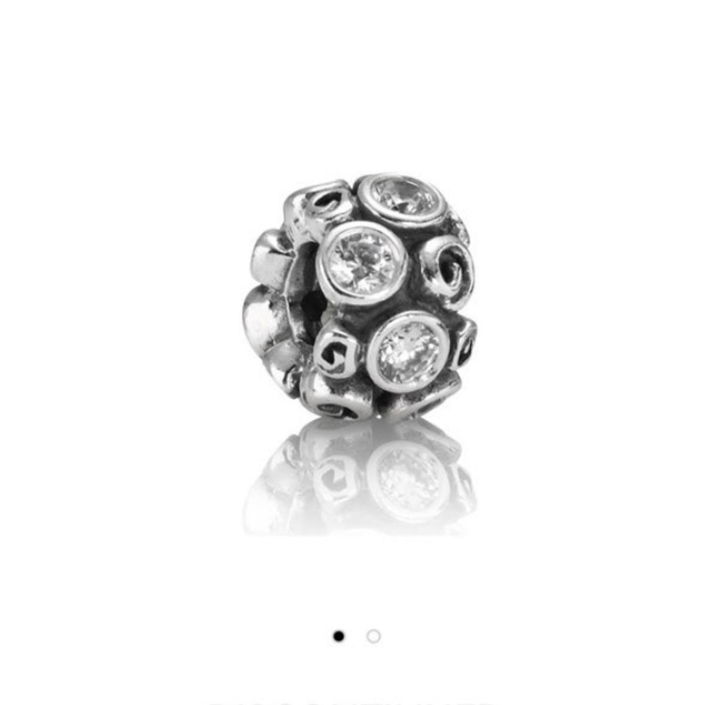 Pandora White Primrose Retired Silver Stone Charm